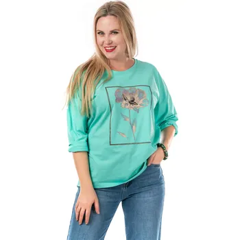 Dámské triko FAUX 44/46 Tyrkysová