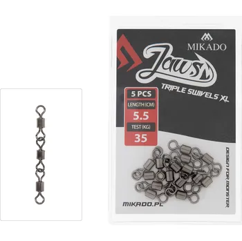 Mikado Obratlíky Jaws Triple Swivels 5ks Délka: 5,5cm, Nosnost: 35kg