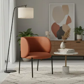 Křeslo Cihlově červené koženkové lounge křeslo Teulat Mogi