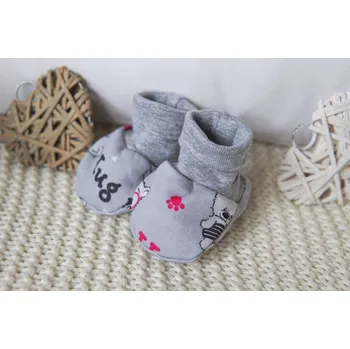 Capáčky AMÁLKA Bavlněné šedé capáčky pro miminko, Méďa Velikost: 56-68