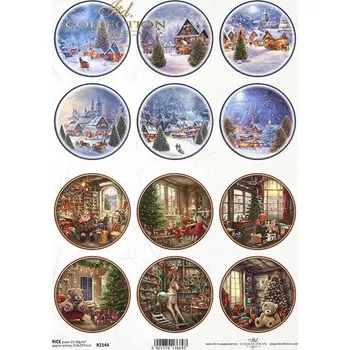 Výtvárné potřeby Rýžový papír na decoupage ITD - Vánoční motivy v kruhu - R2144