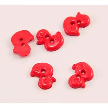 Knoflík Dírkový knoflík - kačenka - červená - rozměr 1,4 cm x 1,3 cm