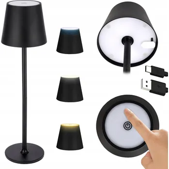 Lampička LED Stolní lampa BEZDRÁTOVÁ 3 režimy dotyková noční lampa ložnice