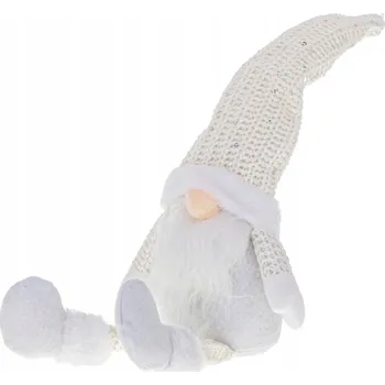 Vánoční dekorace Skřítek trpaslík 46 CM s vousy vánoční - bílý