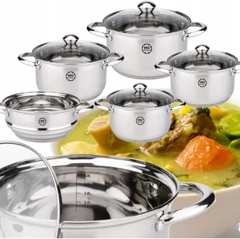 Sada nádobí Sada hrnců MG home LAURO nerezová ocel 9 ks.