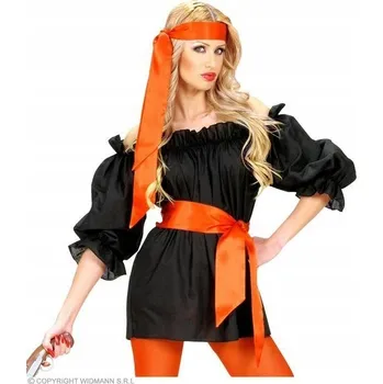 Pánská košile Kostým košile s volány kovbojka pirátka černá M