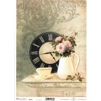 Výtvárné potřeby Rýžový papír na decoupage ITD - Stůl, hrníček, váza, květina, hodiny - R0761