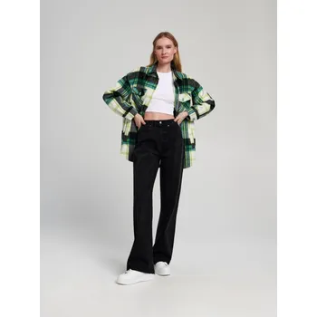 Dámský kabát Sinsay - Košilová bunda se směsí vlny - zelená - 3141F-76X - 3141F-76X-XS