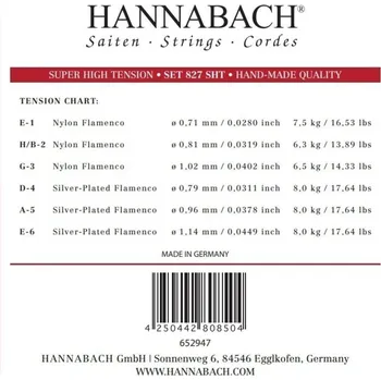 Strunný nástroj Hannabach Struny pro klasickou kytaru série 827 Super High Tension FlamencoD4w 8274SHT 6072