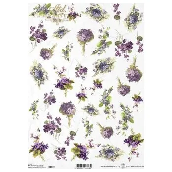 Výtvárné potřeby Rýžový papír na decoupage ITD - Macešky, pomněnky - R1449