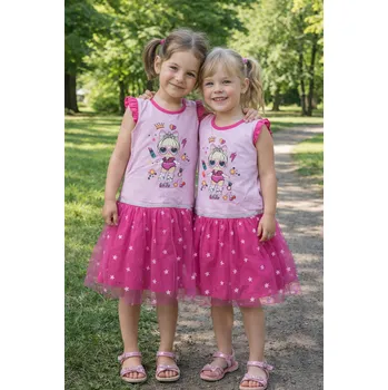 Dívčí šaty Setino Dívčí šaty L.O.L. tylové růžové jedna panenka Růžová světlá, Velikost: 146 146