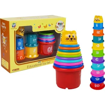 Hračka pro nejmenší Mamido Stavebnice pyramida s čísly pro nejmenší kočka