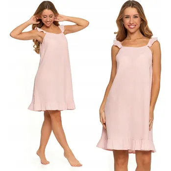 Dámská noční košile Košile noční Moraj růžová bavlněná s ramínky XXL před kolena