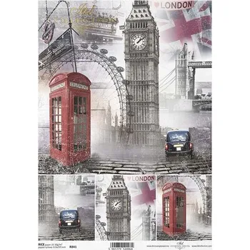 Výtvárné potřeby Rýžový papír na decoupage ITD - London, telefon, Big Ben symboly - R0841