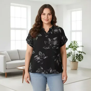 Dámská košile Dámská černá bavlněná košile uni velikost L - XXL P1599