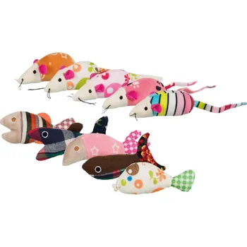 Hračka pro kočku Trixie Myška nebo rybička plyš/látka s catnipem pro kočku 9-12 cm