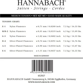 Příslušenství pro strunný nástroj Hannabach Struny pro klasickou kytaru série 827 Medium Tension Flamenco3-tá Diskant 8278MT 6059