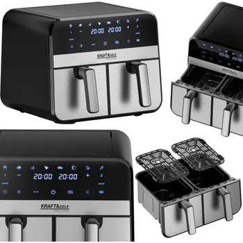 fritéza Kraft-Dele Bezolovnatá fritéza airfryer 9 l 2500 W s dvojitými komorami a lcd displejem