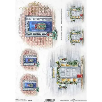 Výtvárné potřeby Rýžový papír na decoupage ITD - Vánoční výzdoba, dveře - R1506