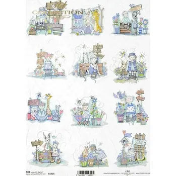 Umělecký papír Rýžový papír na decoupage ITD - Děti, zvířátka, malované - R1725