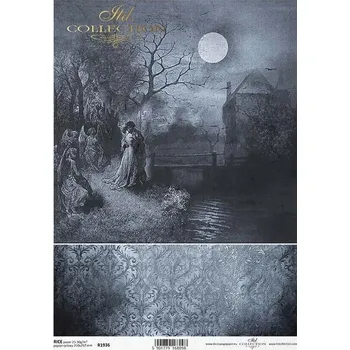 Výtvárné potřeby Rýžový papír na decoupage ITD - Tajemno, měsíc, hrad, fantasy - R1936