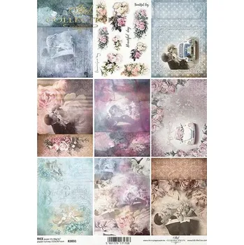 Výtvárné potřeby Rýžový papír na decoupage ITD - Vintage , malé motivy - R2031