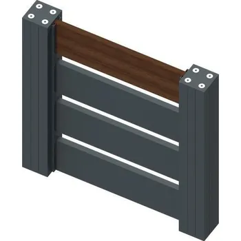 Plotový sloupek vzorek hliníkové plotové výplně se sloupkovým profilem - vzorek plotového pole, barva antracit a ořech, rozměr 500 x 500 mm