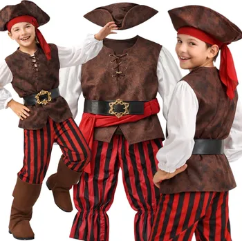 Karnevalový kostým Kostým Pirát S 90-110 cm Velká Sada Klobouk Šátek Pásek Návleky KOSTÝM