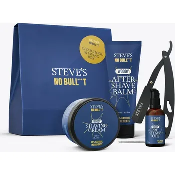 Péče o vousy Steve’s Stevův holicí Ultrabox Old School – kompletní holicí sada 4v1 s pěnou, štětcem, balzámem a kolínskou vodou Tradiční holicí sada • pěna, štětec, balzám a kolínská voda