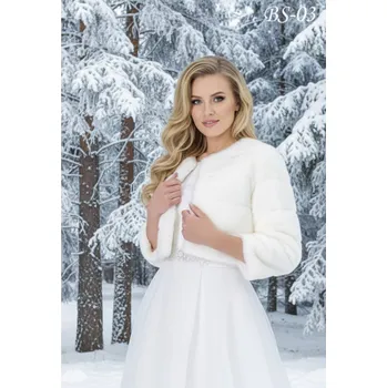 Dámský kožich Zimní prošívaný svatební kabátek - bílý: BS-03 Vybraná velikost: 40