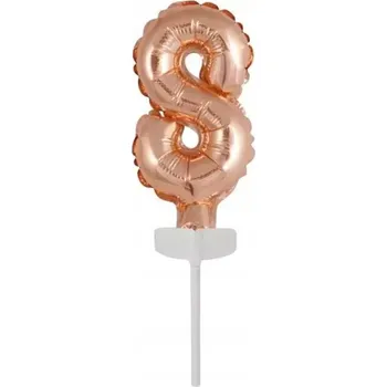 Balónek Fóliový balónek mini číslice 8 růžové zlato 6,5x12 cm
