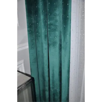 Obraz Hotový závěs hotový velurový zelený zatemňovací 140x270 cm