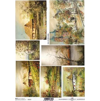 Umělecký papír Rýžový papír na decoupage ITD - Podzim, stavení, krajiny - R1211