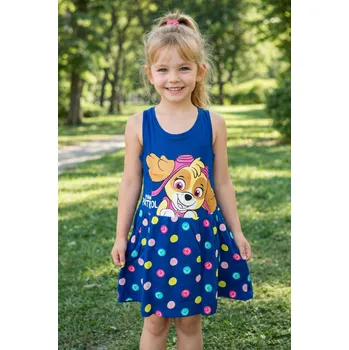 Dívčí oblečení Eplusm Dívčí šaty TLAPKOVÁ PATROLA SKYE se smajlíky modré Modrá, Velikost: 92 92