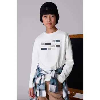 Chlapecké tričko Bavlněné tričko s dlouhým rukávem Mayoral 7012.7E.Junior.9BYA béžová 01X, vel. 140