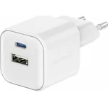 Síťový adaptér Swissten GaN 1× USB-C 20 W PD + 1× USB-A 18 W QC – bílý