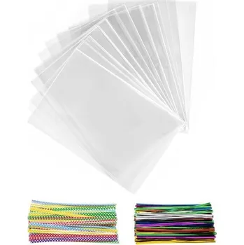 Hřebík 200 kusů sáčků na cukroví, 25x15 cm průhledné plastové sáčky Celofánové sáčky s 200 kovovými