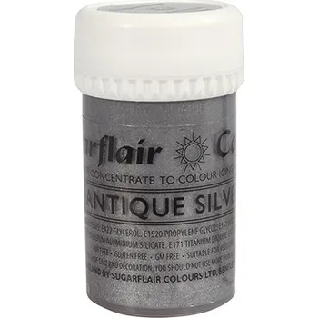 Potravinářské barvivo Gelová perleťová barva Sugarflair Antique Silver