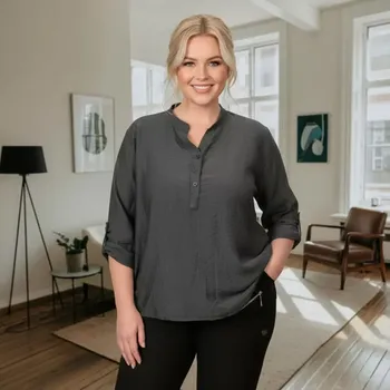 Dámská košile Dámská tmavě šedá košile s dlouhým rukávem uni velikost XL - XXXL R1352