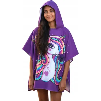 Pončo ručník s kapucí s jednorožcem do mořského bazénu pro děti.