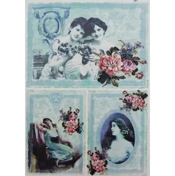 Umělecký papír Rýžový papír A4 pro tvoření ITD - Vintage modré R0209