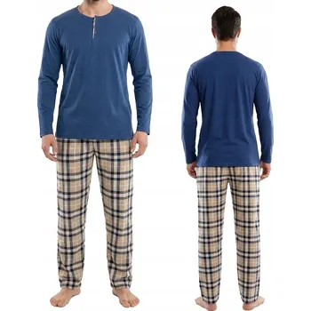 Pánské pyžamo Pánské pyžamo 100% BAVLNA kostkované kalhoty prodyšné pohodlné *3XL