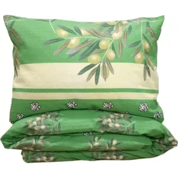 Povlečení Tibex Krepové povlečení oliva 200 x 220, 70 x 90 cm zipový uzávěr