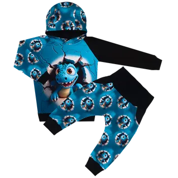 Tepláková souprava - DINO modrý ( kapuca ) Velikost: 80