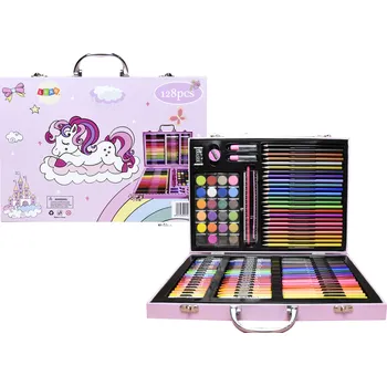 Výtvarná sada Mamido Umělecká sada v kufříku s jednorožcem 128 ks růžová