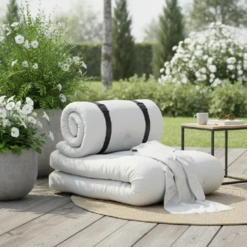 Zahradní sestava Rozkládací venkovní křeslo Buckle Up Out White 70x200 cm