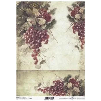 Umělecký papír Rýžový papír na decoupage ITD - Modré hrozny - R1260