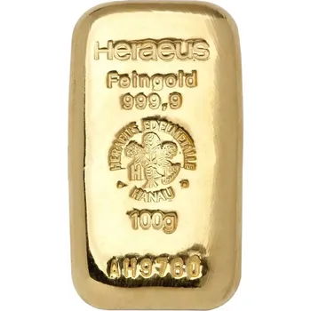 Heraeus 100g investiční zlatý slitek | Litý slitek