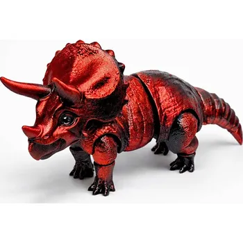 Pohyblivý 3D Triceratops velký | Svíčkománie3D | Barva: Červeno-černá lesklá