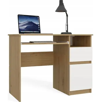 Psací stůl Obdélníkový psací stůl TopEshop 98,5 x 51 x 75,5 cm bílý, dub artisan